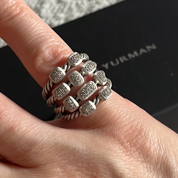 David Yurman Confetti wide ring (silver + diamonds) size 6 - Picture 6 of 6